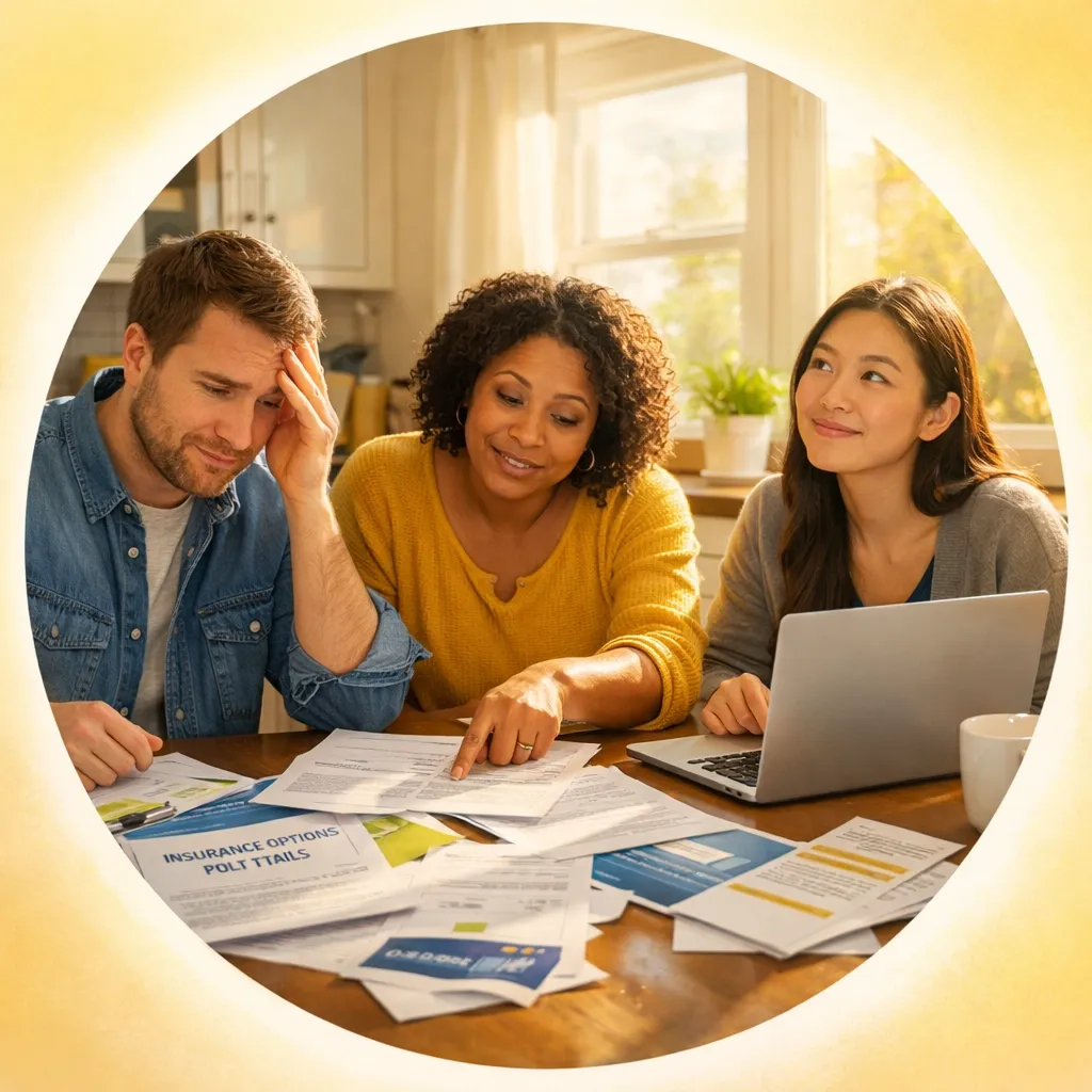 People reviewing confusing health insurance documents before consulting St. Louis broker