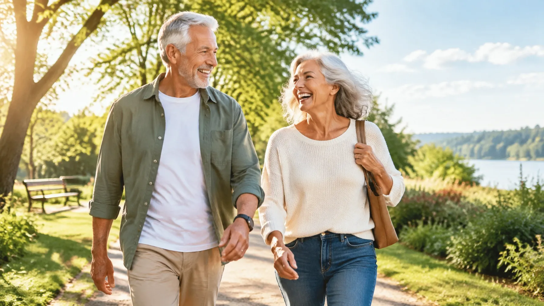A retired couple reviewing their financial stability together.